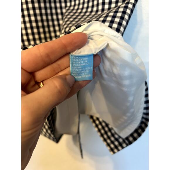 J. McLaughlin Kathryn Gingham Sleeveless Dress Navy White - Picture 4 of 5